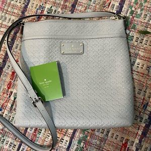 Kate Spade gray leather patterned crossbody